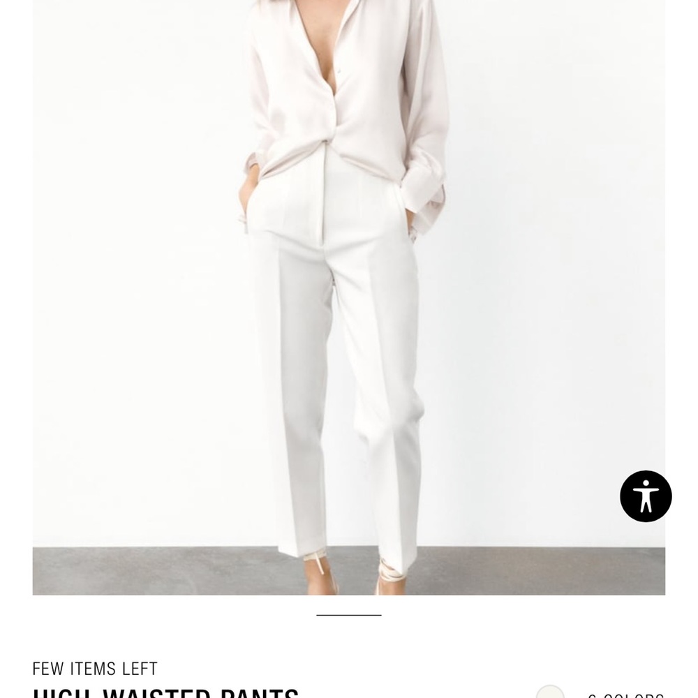 3 pairs of high wasted Zara Pants, white, tan and black
